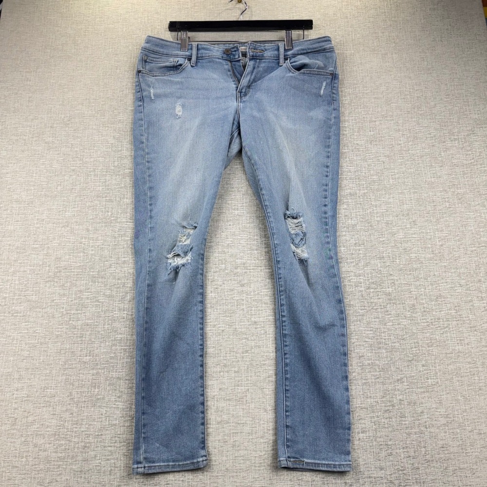 Levis 711 Skinny Jeans Womens 32 Light Wash Distressed Blue Denim Mid Rise
